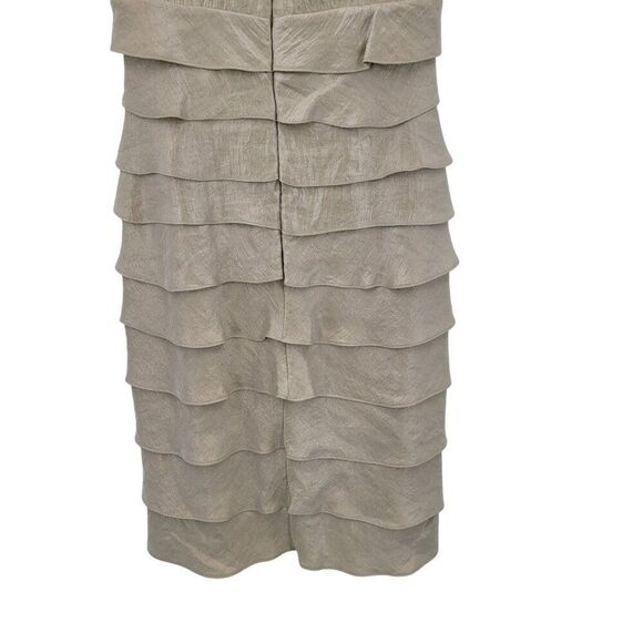 Dressbarn  Womens Gold Shimmer Tiered Ruffle V-Neck‎ Dress Sz 4 Formal Cocktail - Picture 9 of 10